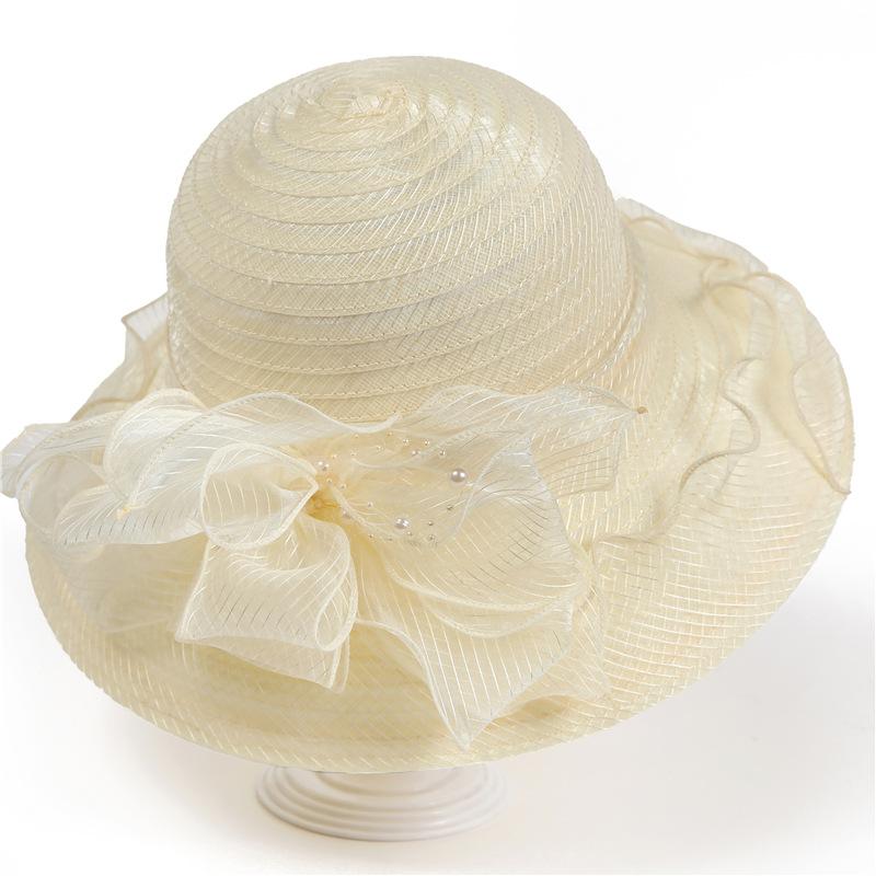 Eugen Yarn Large Flowerpot Hat Women'S Mesh Visor Summer Breathable Travel Mother Sunscreen Beach Hat