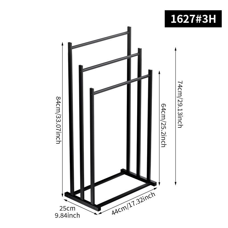 

Трехъярусная черная стойка для полотенец в ванную, напольная железная стойка для полотенец, компактный органайзер для полотенец в душевую, вешалка для полотенец чёрный