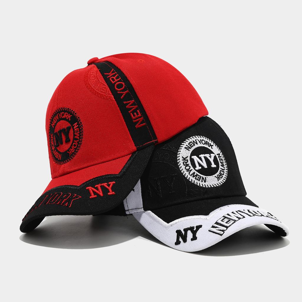 NY three-dimensional embroidery baseball cap contrasting color curved brim racing cap outdoor sports visor tide