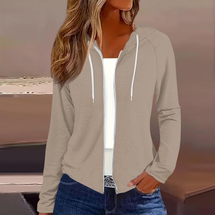 Women Hooded Sweatshirt Casual Long Sleeve Zip Up Coat Fashion Outerwear