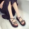 Roman Sandals Women's Summer Flat-bottom College Style with Skirt Beach Shoes Women's Simple Style Thick-soled Non-slip Sandals
