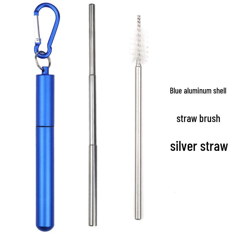 

Portable Ret retractable Metal Straw Kit One Size