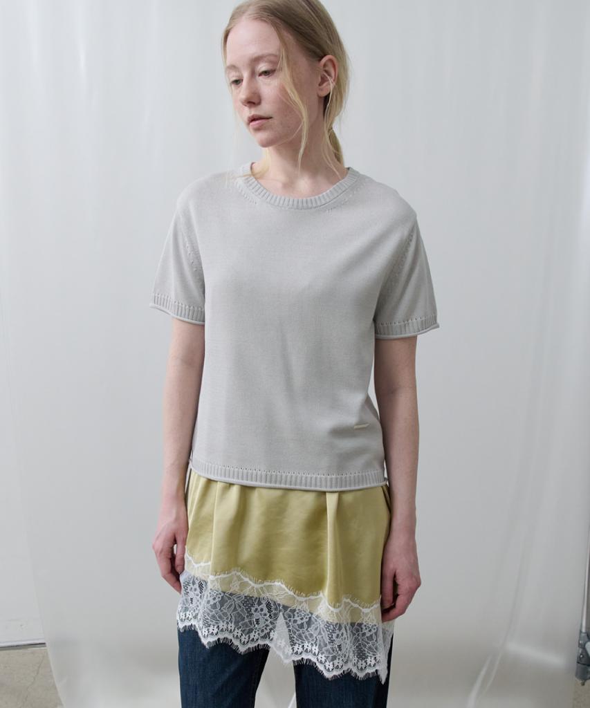 Toabe Silk Tencel Half Sleeve Knit (Cloudy)