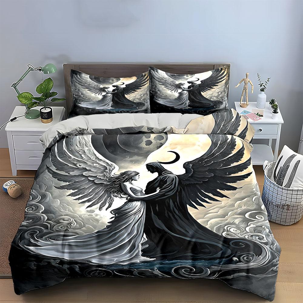Angels with contrasting wings. Bedding sets Duvet cover sets Duvet covers Pillowcases(1* Duvet Cover 2* Pillowcases without duvet insert)