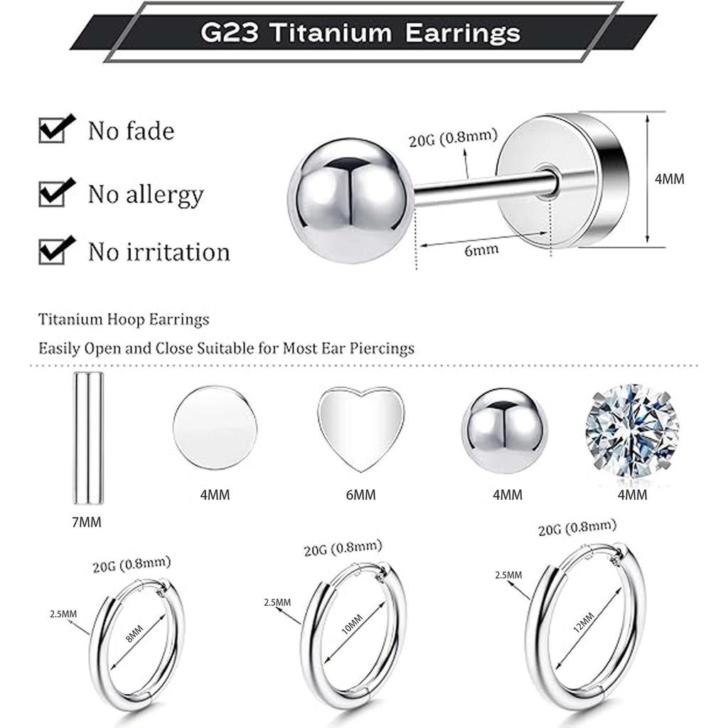 Trendy Zircon Dumbbell Ear Cuffs & Titanium Steel Stud Earrings Set for Women
