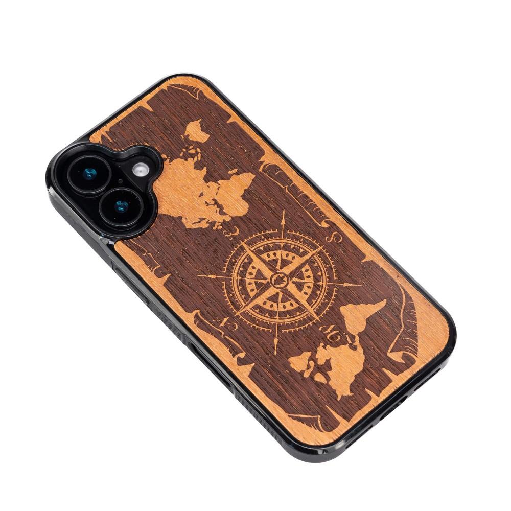 Bewood Wooden Case for iPhone 16, Wind Rose, Merbau