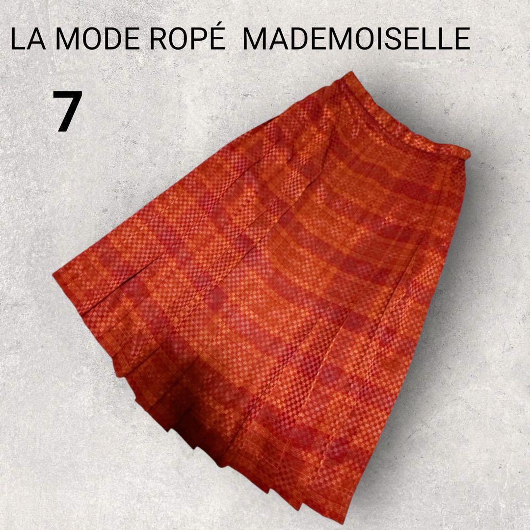 Rope Knee Length Pleated Skirt No. 7 Red Check Lined Thin Retro Style AEF58A