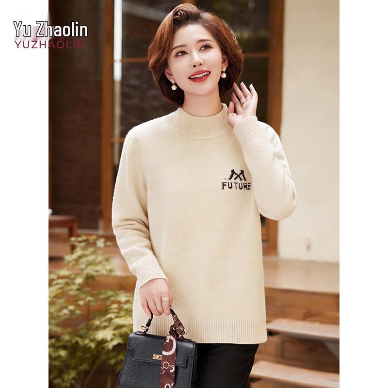 Yuzhaolin Mid-Aged Women's Half Turtleneck Knit Sweater
