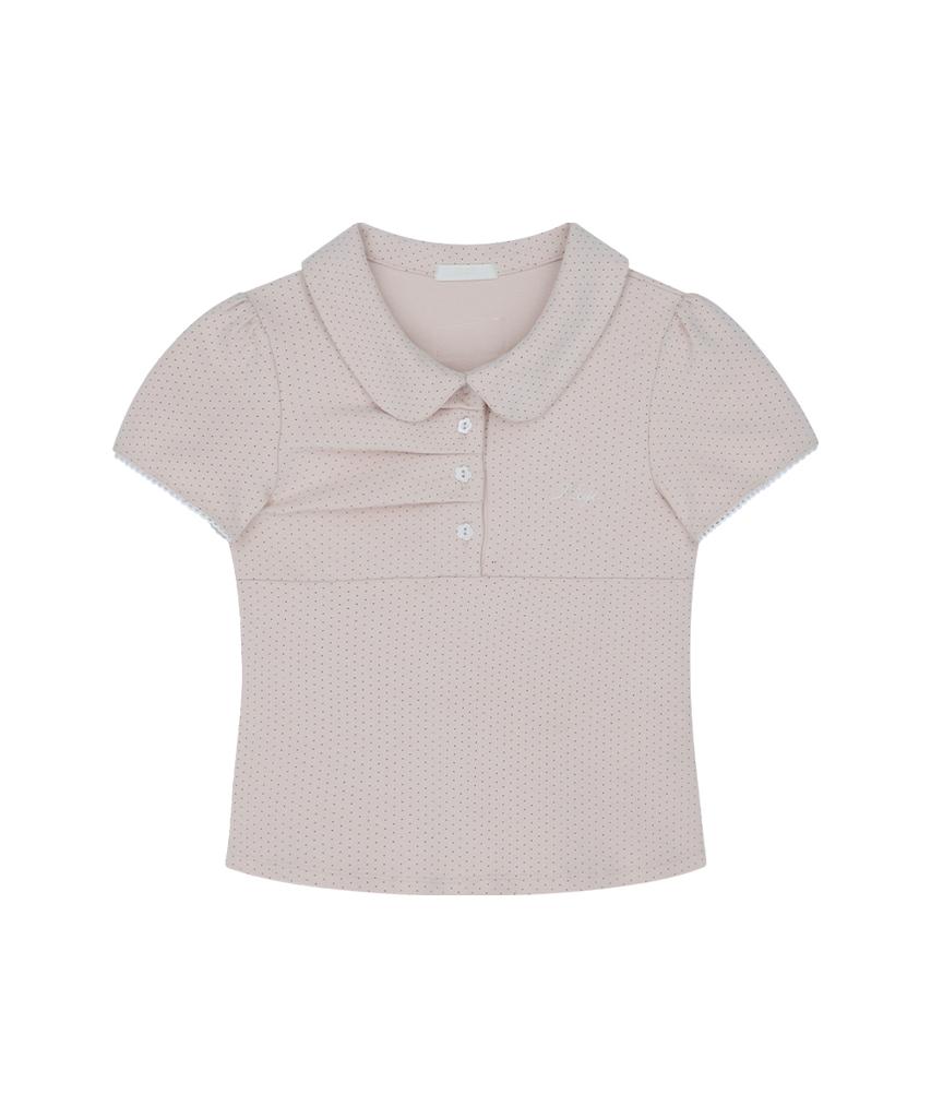 ILLIGO Dot Pintuck Collared Tee Pink