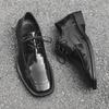 Leather Shoes Men'S Business Dress Square Head Soft Sole Casual British Style Heightening Wedding Groom Shoes 24267-J