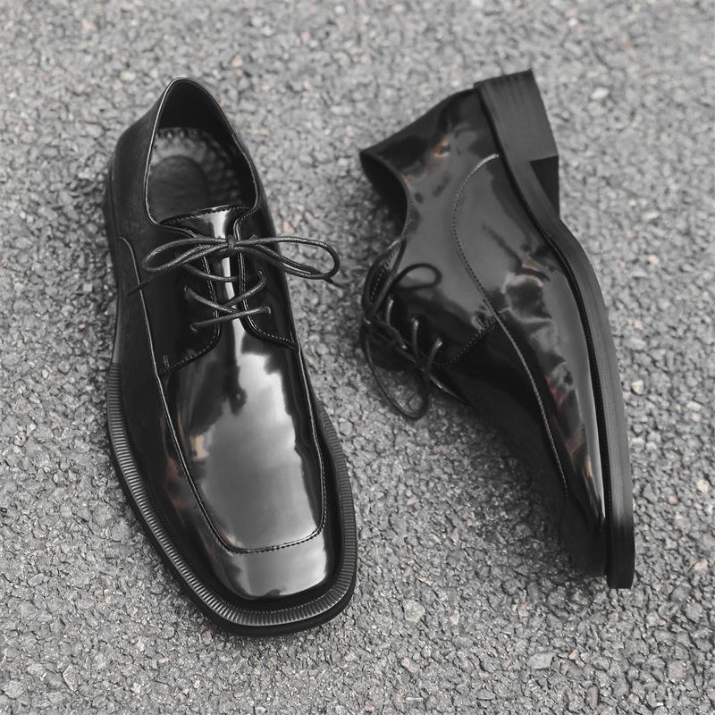 Leather Shoes Men'S Business Dress Square Head Soft Sole Casual British Style Heightening Wedding Groom Shoes 24267-J