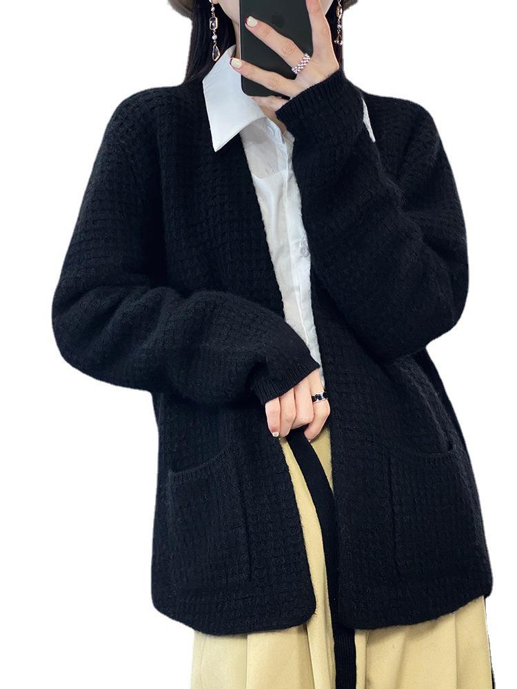 Women's Mid-Length Loose Knit Cardigan - Spring Style