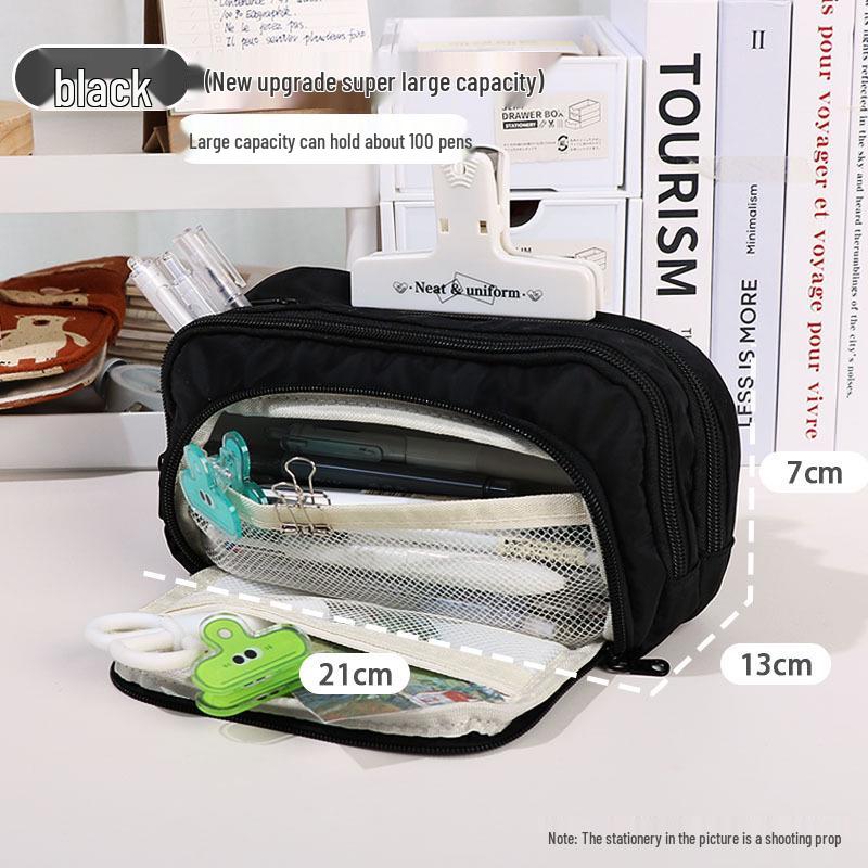 Minimalist Japanese-Style Pencil Case 2023: Large-Capacity Stationery Box for Students, Unisex