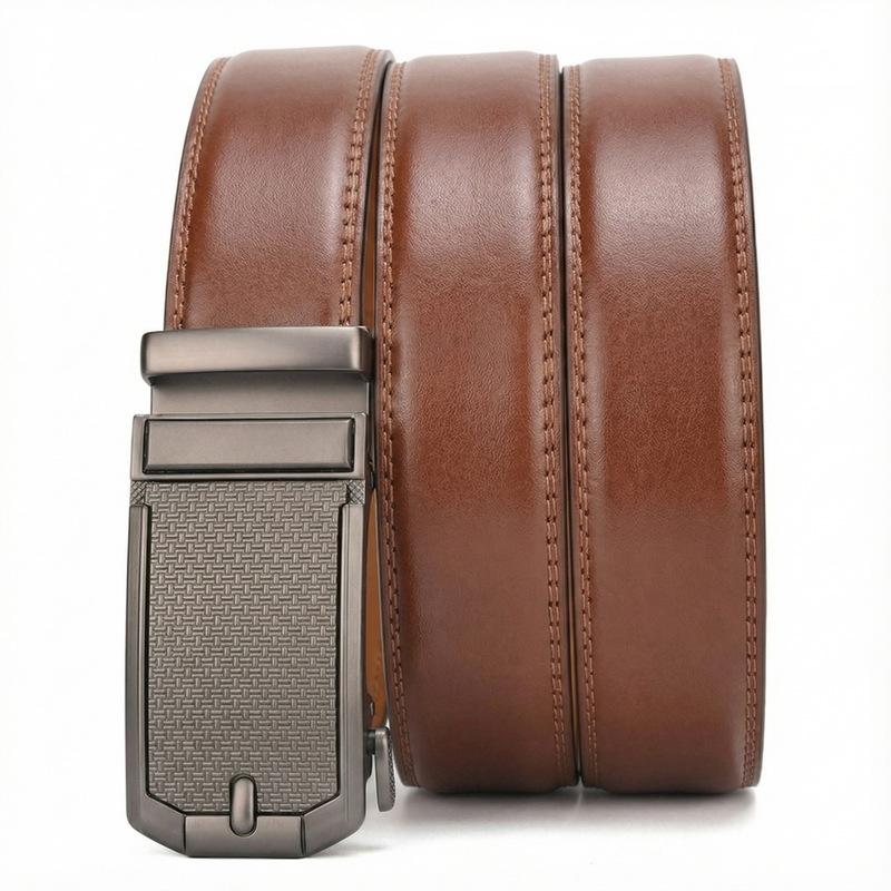 Men'S Automatic Buckle Cowhide Belt, High-End Business And Leisure Trend Versatile Belt, Middle-Aged And Young People Belt