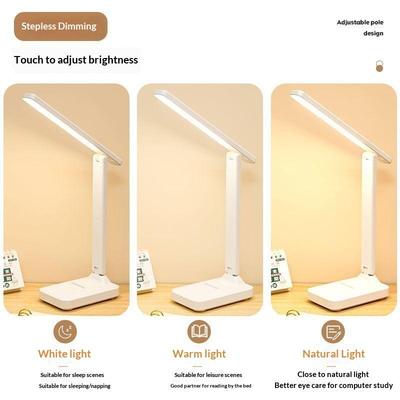 Faltbare Tischlampe LED Schreibtischlampe 3 Arten Stufenlos Dimmbar Touch Nachttisch Lese Augenschutz Nachtlicht USB Wiederaufladbar