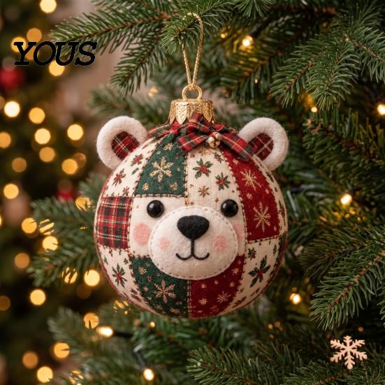 Decorative Fabric Patchwork Crafts Christmas Ball DIY Kit, Ornament Sewing Xmas Holiday Craft Projects for Adults Kit Adults, Handmade Tree Decoration
