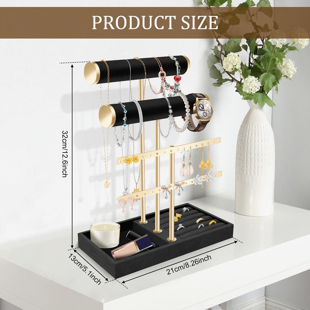 Jewelry Bracelet Storage Display Metal Necklace Bracelet Anklet Stud Earring Jewelry Storage Rack T-Bar Jewelry Display Holder