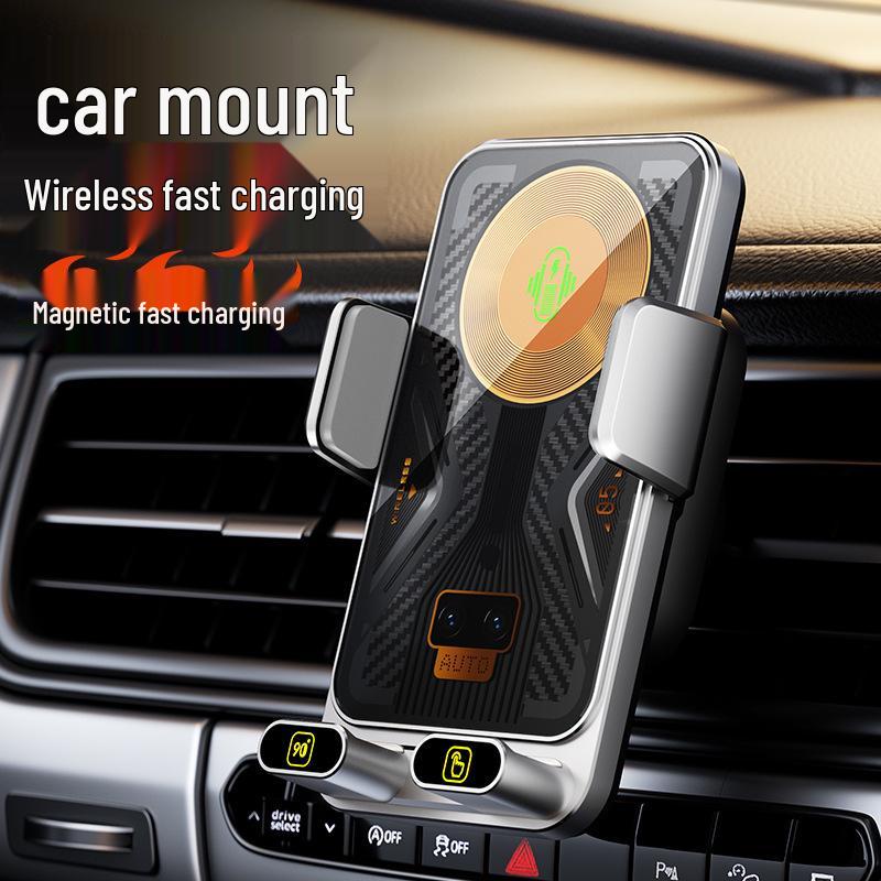 Magnetic Air Vent Car Phone Holder with 15W Wireless Fast Charging and Swivel Navigation