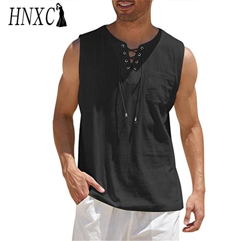 HNXC Baumwolle Ärmelloses T-Shirt Herrenmode Lockeres Hemd Bedrucktes Mitfühlendes Hemd