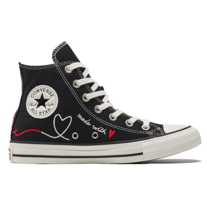 Converse Chuck Taylor All Star Made with Love Comfortable and Versatile High-Top Espadrilles Unisex Black