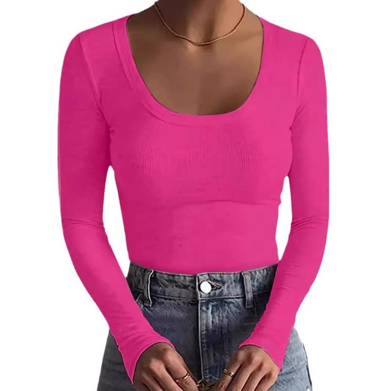 YYFS Damenmode Casual Frühling Herbst Einfarbig Druck Langarm U-Ausschnitt Blusen & Hemden