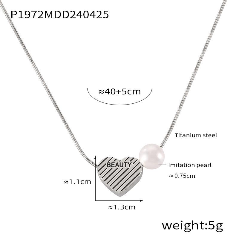 French Retro Heart Teardrop Glass Pendant Gold-Plated Necklace