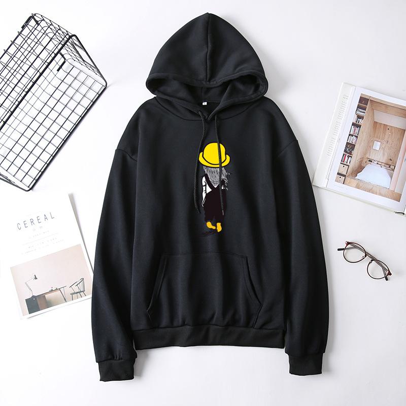 Ladies Pattern Printed Hoodie Students Long Sleeve Casual Pullover Tops for Autumn Winter