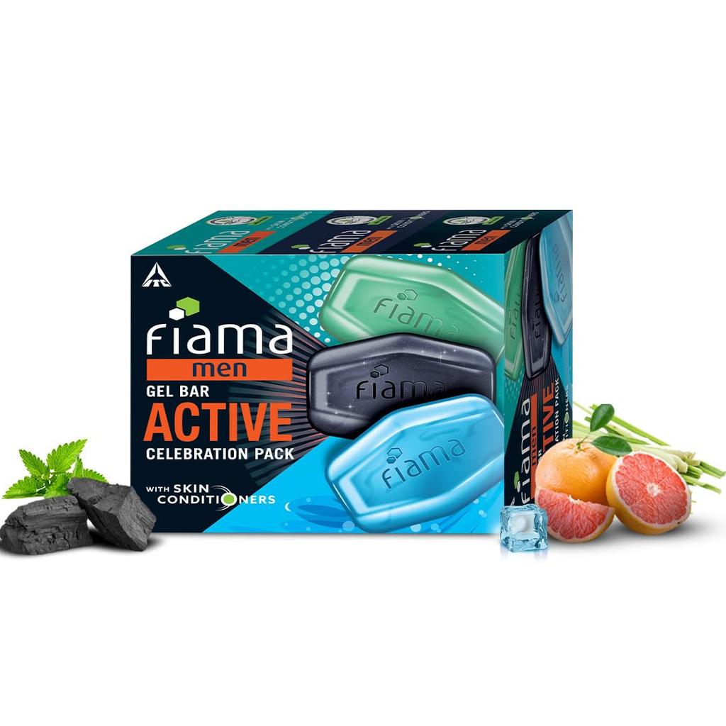 Fiama Men Gel Bar Active Celebration 125gx3 Unique Bars  Moisturizing Refreshing Soap