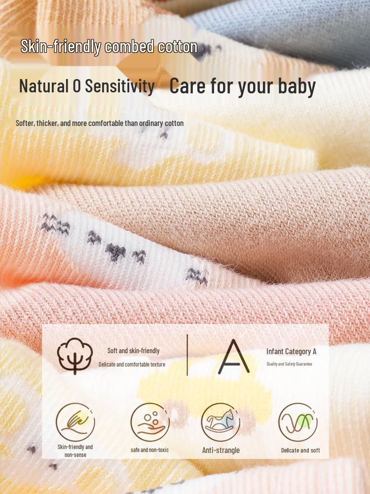 Xiyu Jia Herbst/Winter Babysocken - Klasse A gekämmte Baumwolle, Colorblock, 3D Cartoon-Design für Jungen & Mädchen