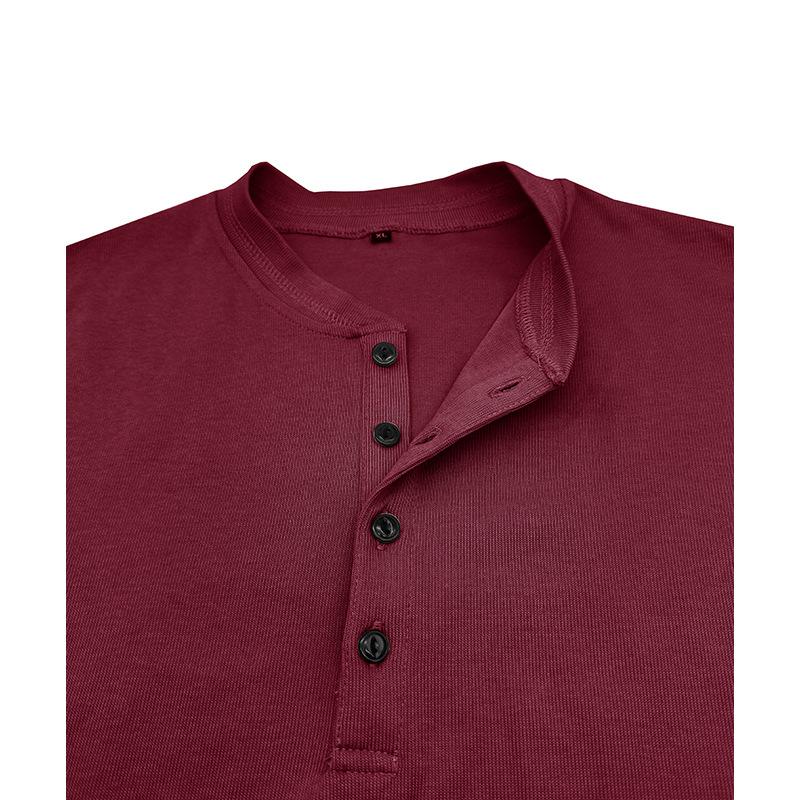 Men's Waffle Knit Long Sleeve Henley Shirt 4 Button Placket Crew Neck Thermal Casual Top