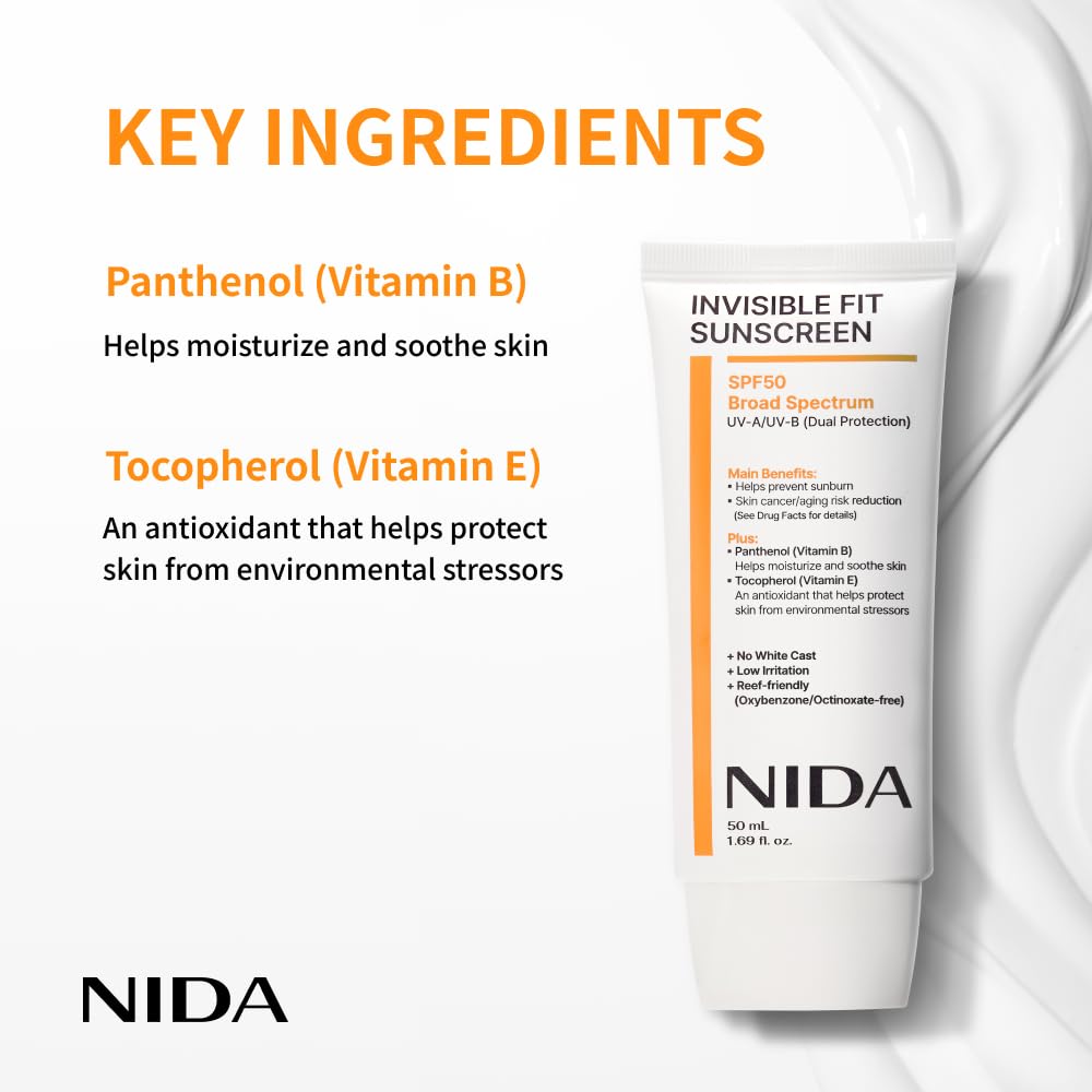 Nida Invisible Fit Sun Cream SPF50 50ml (+Free Gift)