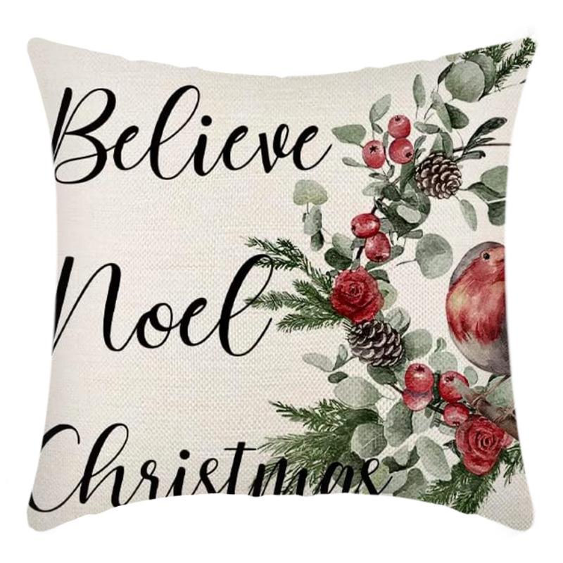 New Christmas Throw Pillow, Polyester Linen, Festive Dress Cushion, Bedroom Living Room Square Pillow, Cushion Pillow Case