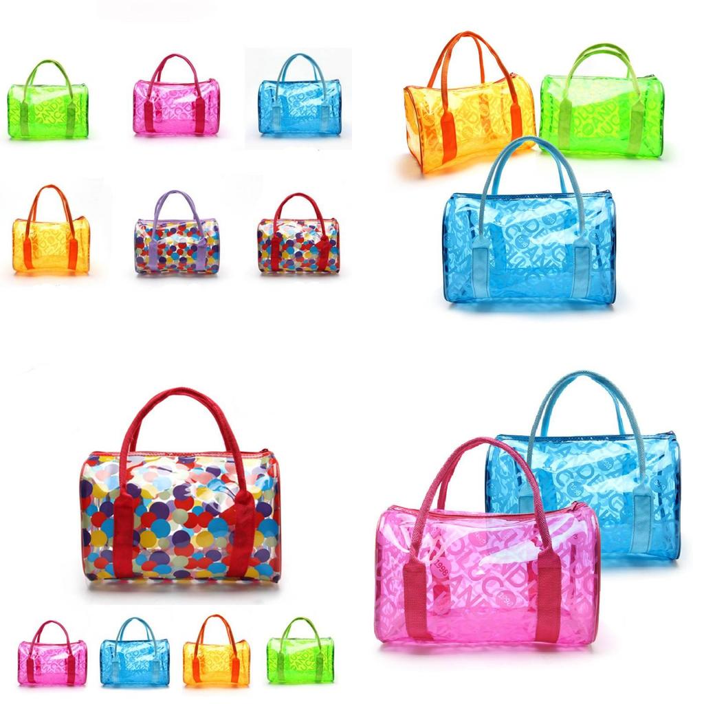 Fashionable Pvc Waterproof Gym Wash Bag Chic Handheld Jelly Beach Carrying Organizer