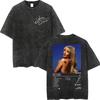 Sabrina Carpenter Album Poster Graphic T Shirt Men Women High Quality Vintage Washed Tshirt Summer Casual Loose Cotton Tshirts