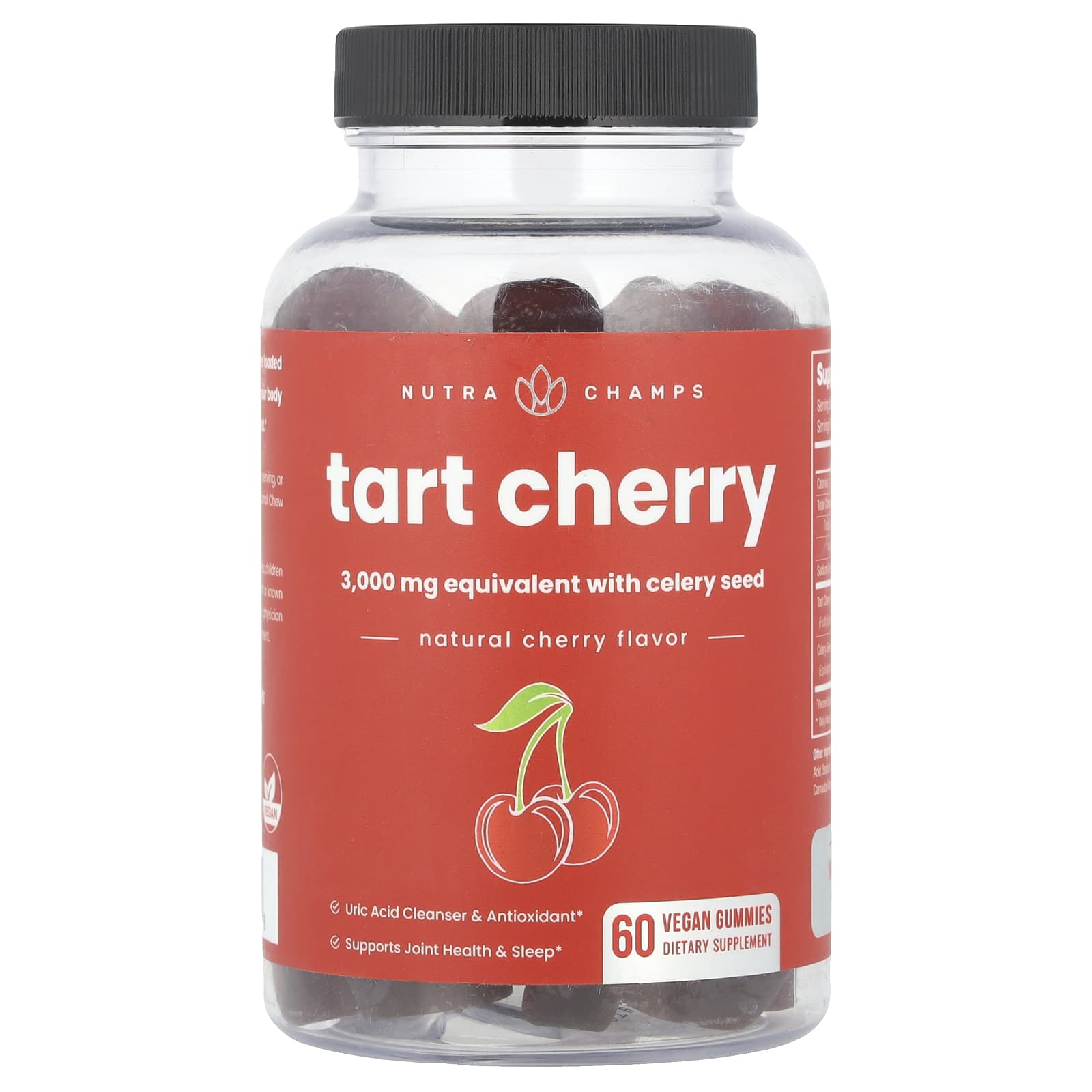 

Tart Cherry, Natural Cherry, Vegan Gummies 60 Pieces