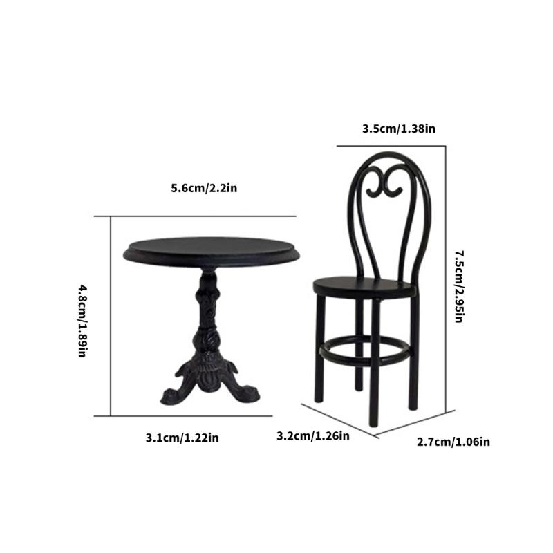 Nordic Style Metal Kids Pretend Play Kitchen Set Miniature Dining Table Chair Playset For Imaginative Creative Development