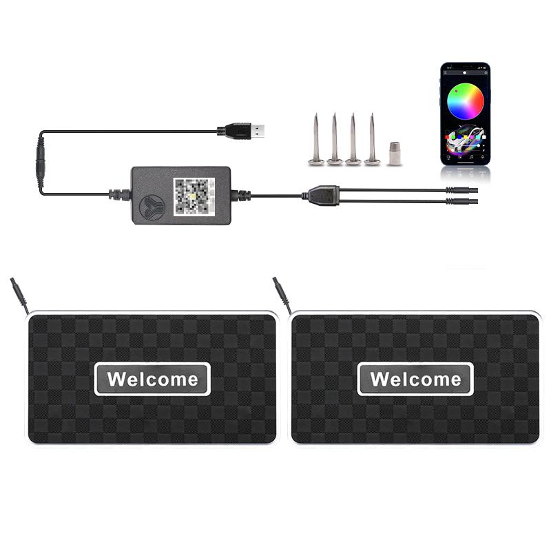 Symphony Car Foot Mat Ambient Light Welcome Logo App Control RGB Led Acrylic Car Interior Decorative Atmosphere Neon Lamp 2 in 1 usb