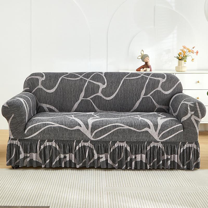 Printed Sofa Cover Stretch Couch Covers Patterned Slipcovers With Skirt Washable Spandex Furniture Protector For Living Room