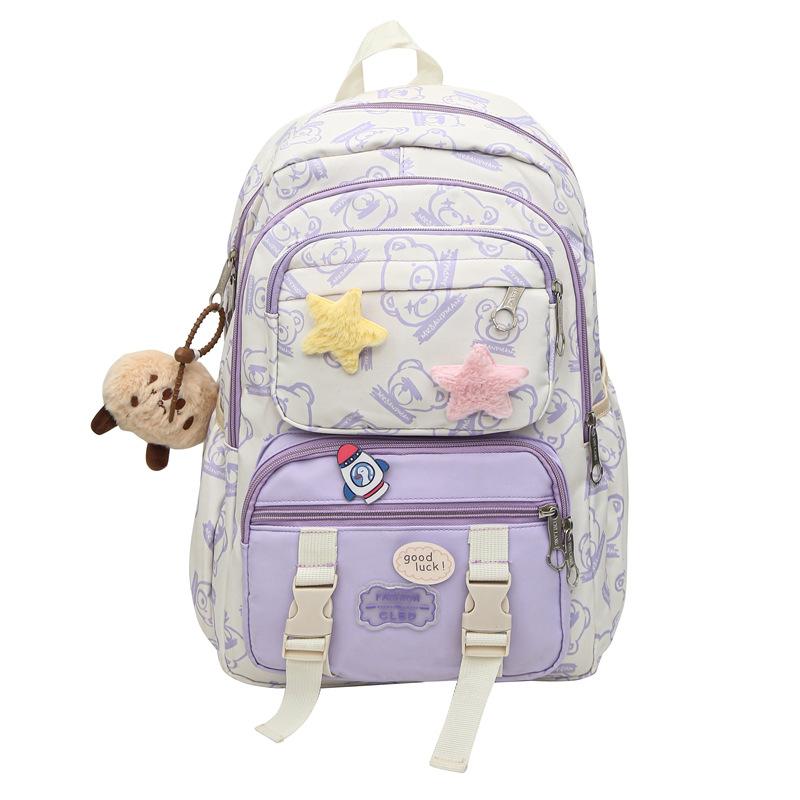 Fresh and Lightweight Large Capacity Contrasting Student Schoolbag New Korean Style College Style Backpack
