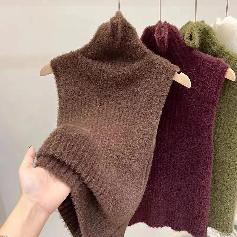 

WTEMPO Осень-зима Большой размер однотонные трикотажные пуловеры женские повседневные универсальные свитера с полувысоким воротником без рукавов L