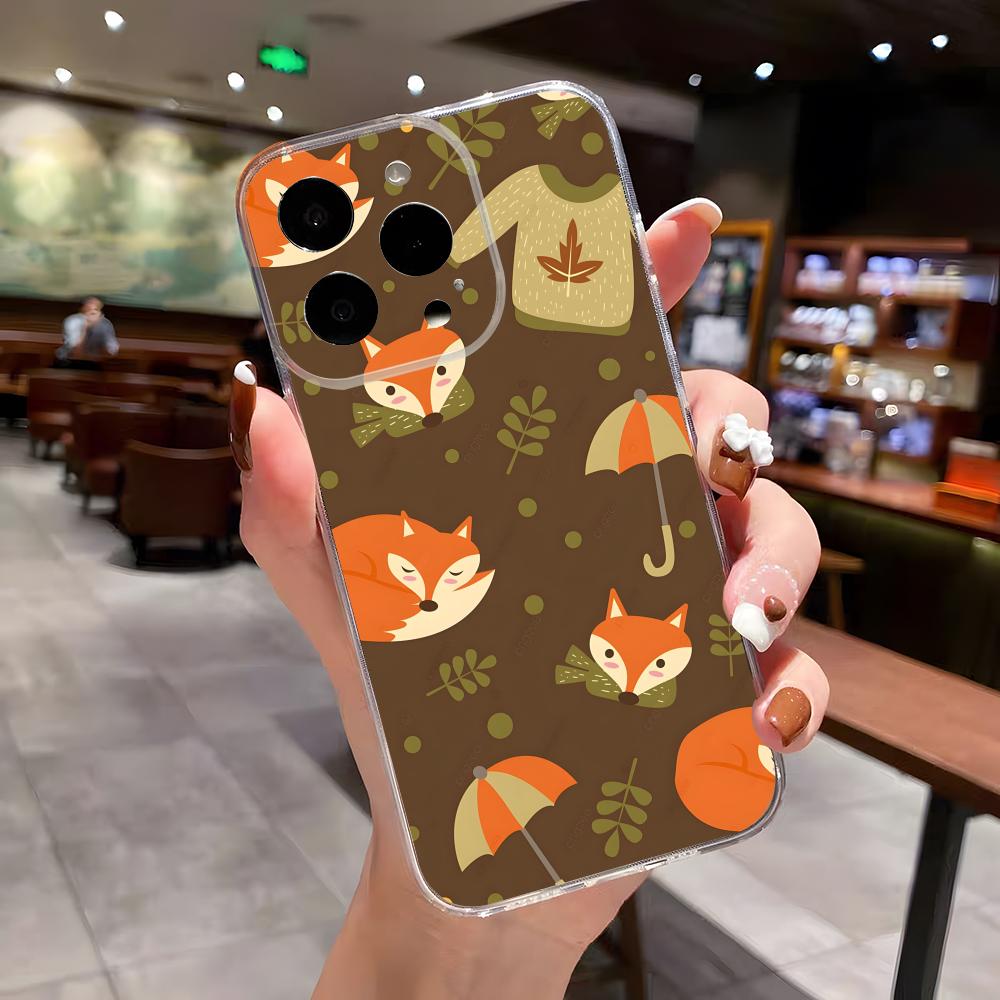 Leaves Fall Fox Halloween Phone Case For IPhone 17 Air 16 E 15 14 8 7 Plus 13 12 Mini 11 Pro Max Anti Transparent Drop Cover