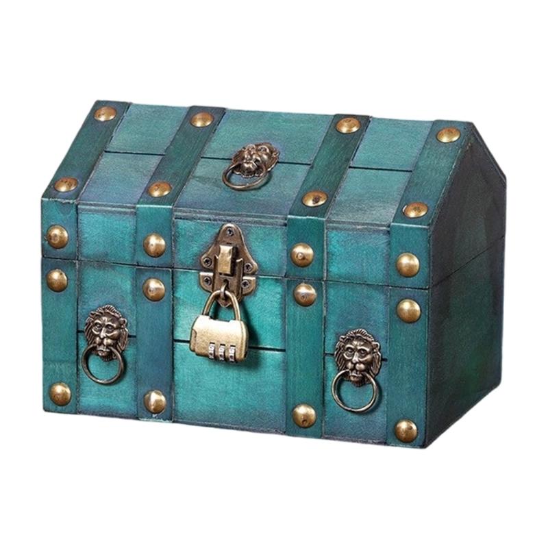 Wood Jewelry Chest With Metal Lock For Jewelry Storage And Rustics Home Decoration Accent