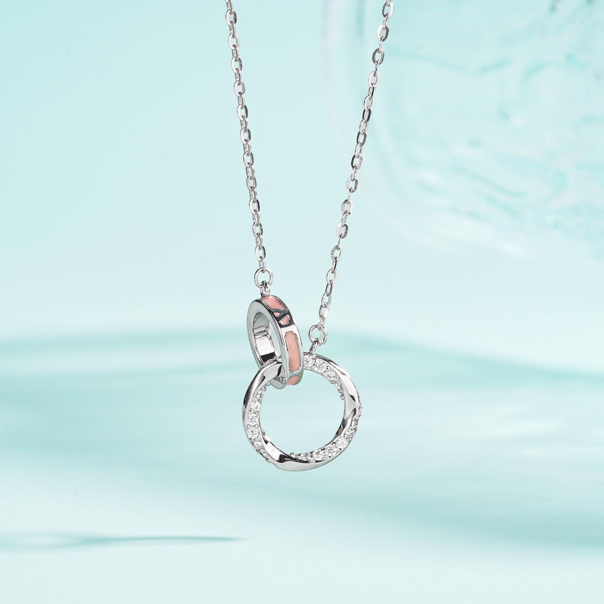 Tichya S925 Sterling Silver Mobius Ring Necklace for Women – Niche Design Interlocking Clavicle Chain Sterling Silver 925