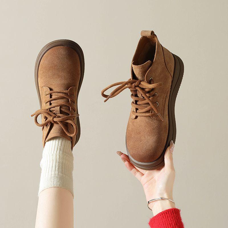 2025 New Fried Street Martin Boots Women's Autumn New British Style Locomotive Skinny Single Boots Trendy Versatile Platform Boots