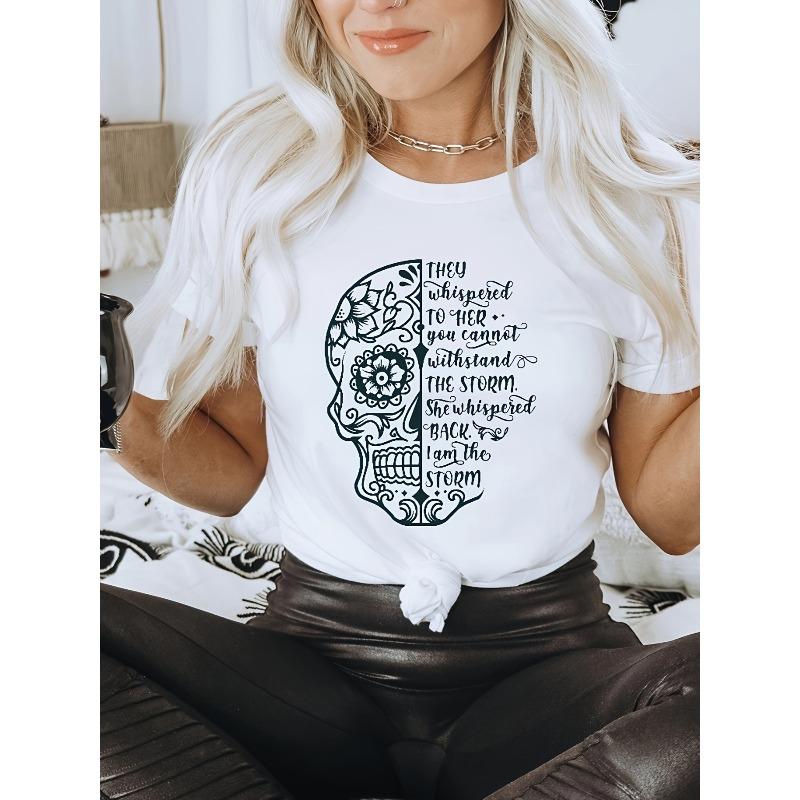 

Half Skull Portrait T-shirt, Interesting Gift T-shirt S белый