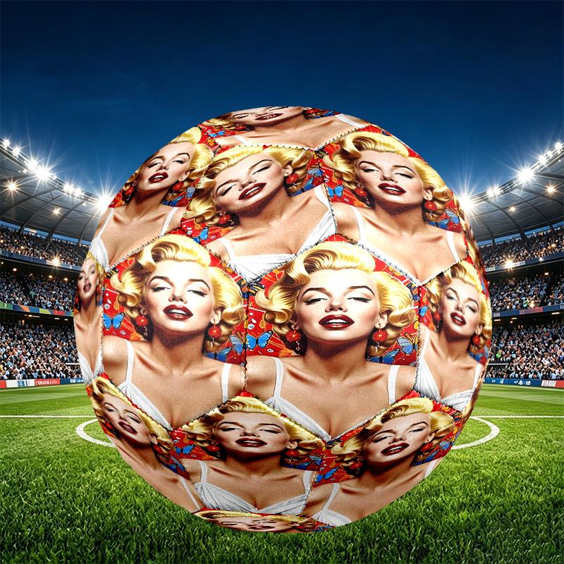Marilyn Monroe Print Size 5 Soccer Ball, PU Wear Resistant Football for Match Training and Daily Practice, Birthday Gift for Soccer Fans