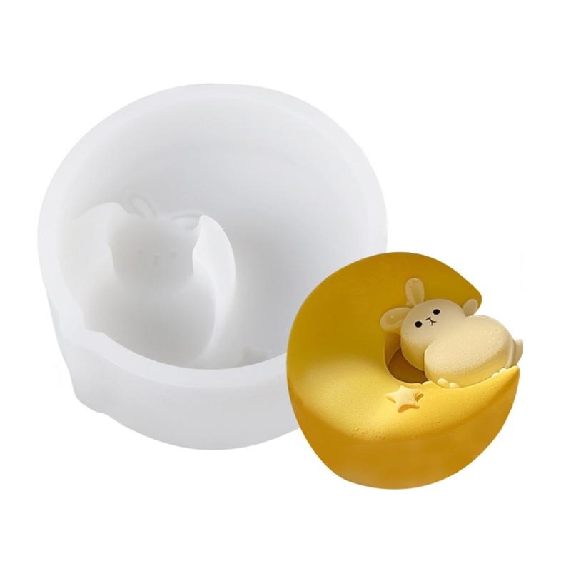 High Temperature Resistant Mooncakes Mold Moon Rabbits Silicone Mold for Dessert Making Pastries Mould Baking Tool