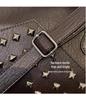 Women's Retro Punk Motorcycle Tote Bag with Rivets - Large Capacity, Fashionable Handheld or Shoulder Style