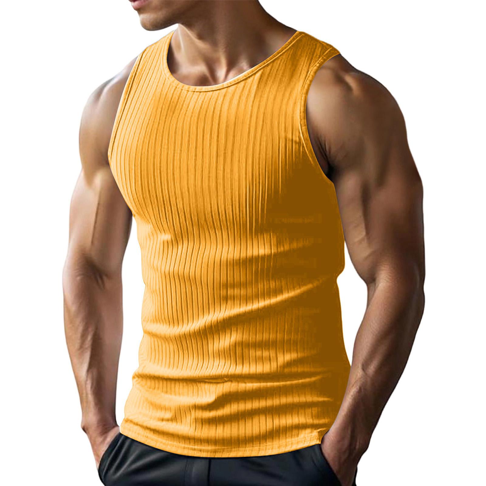 

Men s Sleeveless Vest Men s Casual Fashion Sports Sleeveless Vest L жовтий