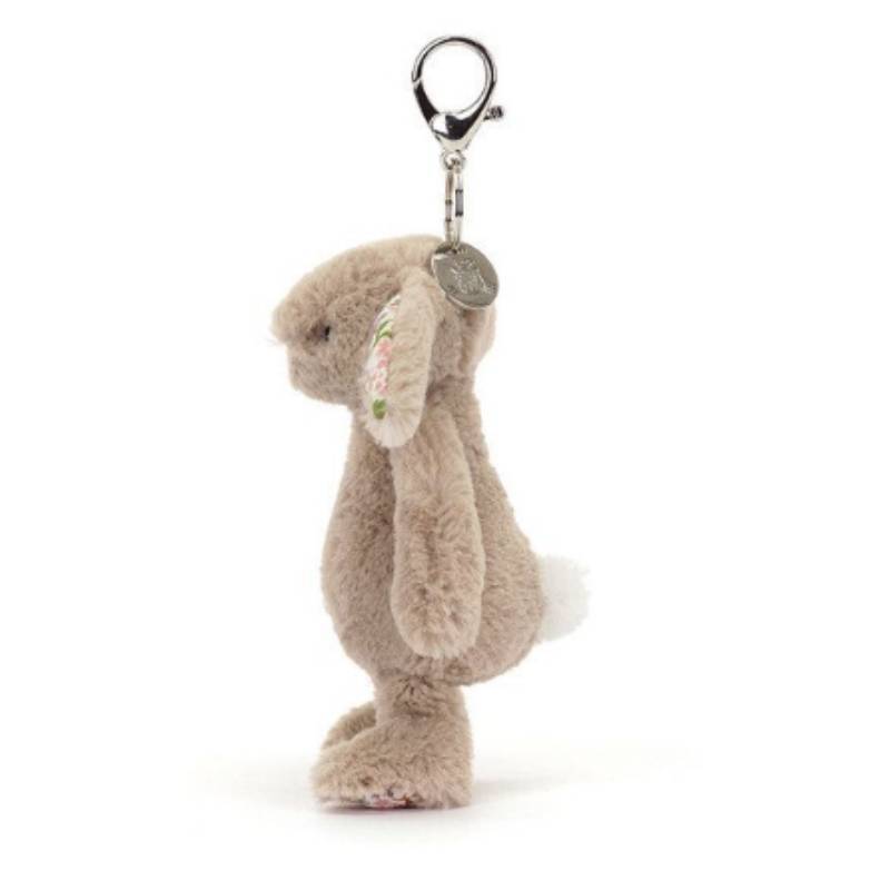 Plush Jellycat Rabbit Pendant With Floral Ear Design For Daily Bag Decoration